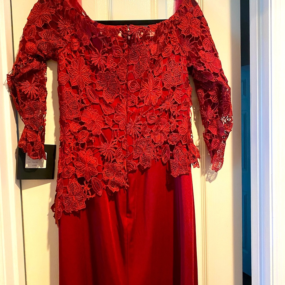 MACloth Couture Burgundy mother of the bride dress